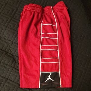 Jordan Red Basketball Shorts with White Accents